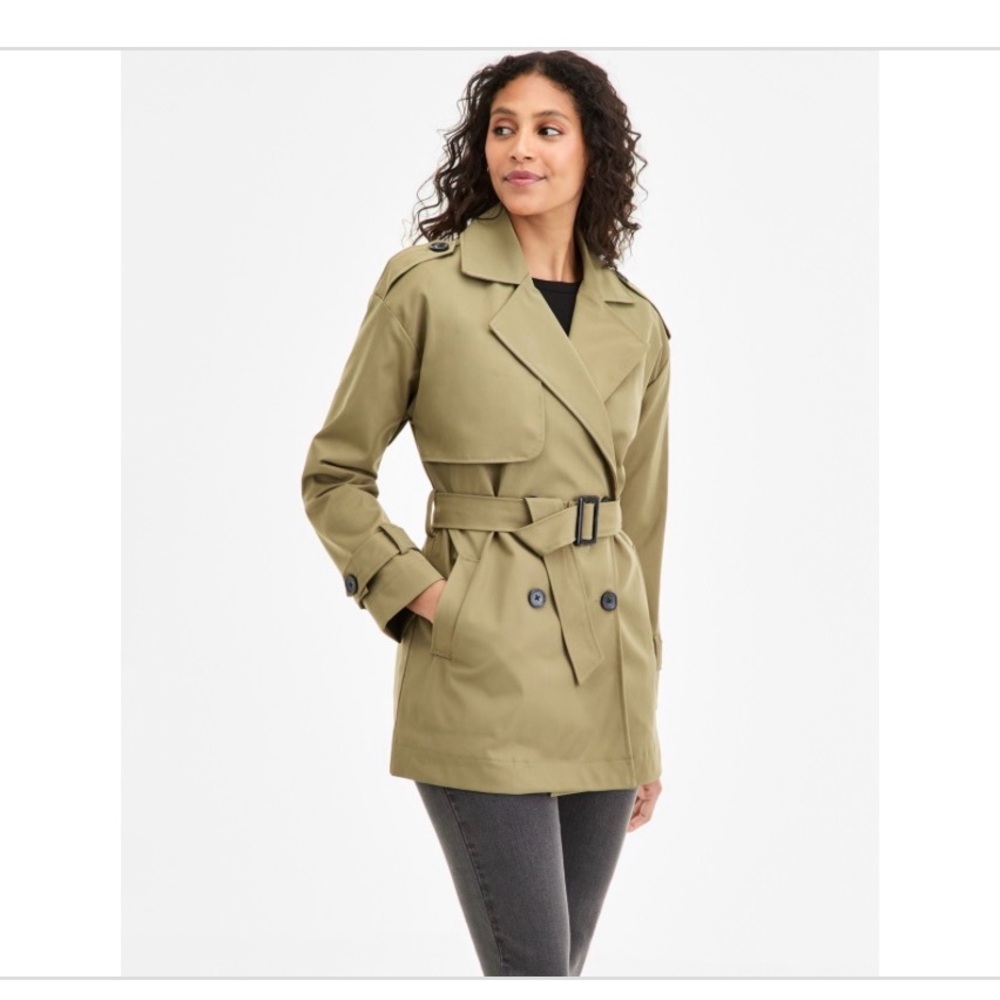 Jou Jou Women's Olive Trench Coat